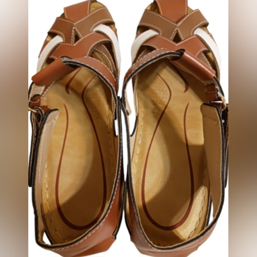 NEW FOURTOC CLOSED TOE WEDGES SANDLES FOR WOMEN SIZE 9.5 - Picture 5 of 6